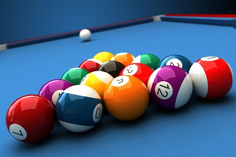 Billiard table and balls: