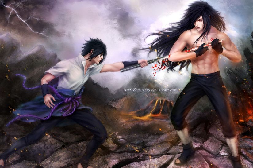 madara uchiha vs sasuke uchiha fighting anime