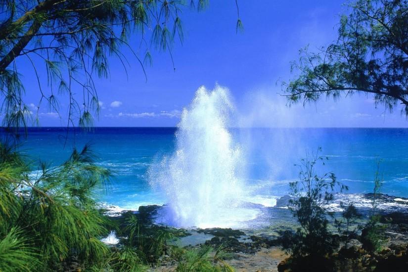 backgrounds, desktop, wallpaper, hawaii, spouting, beach, kauai