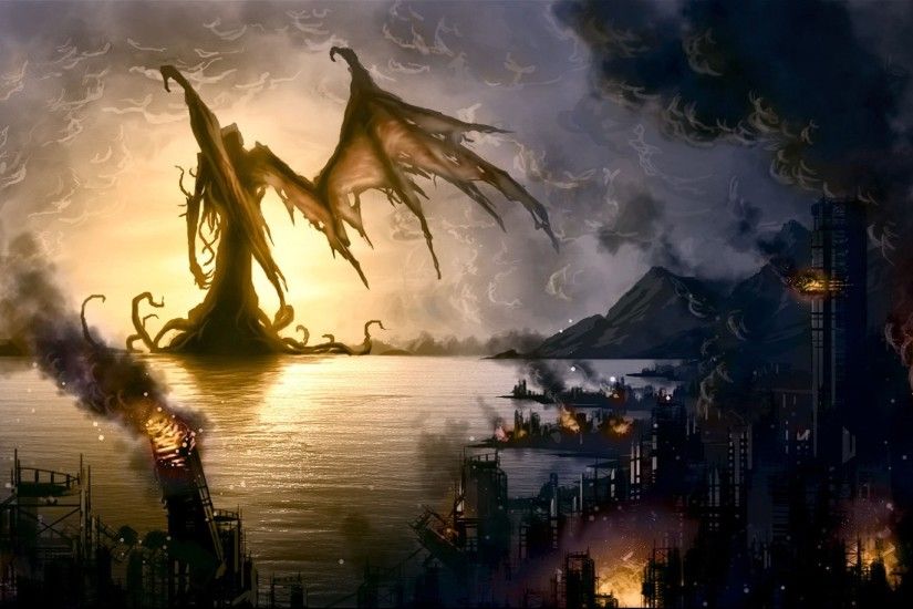 Fantasy - Cthulhu Dark Demon City Wallpaper