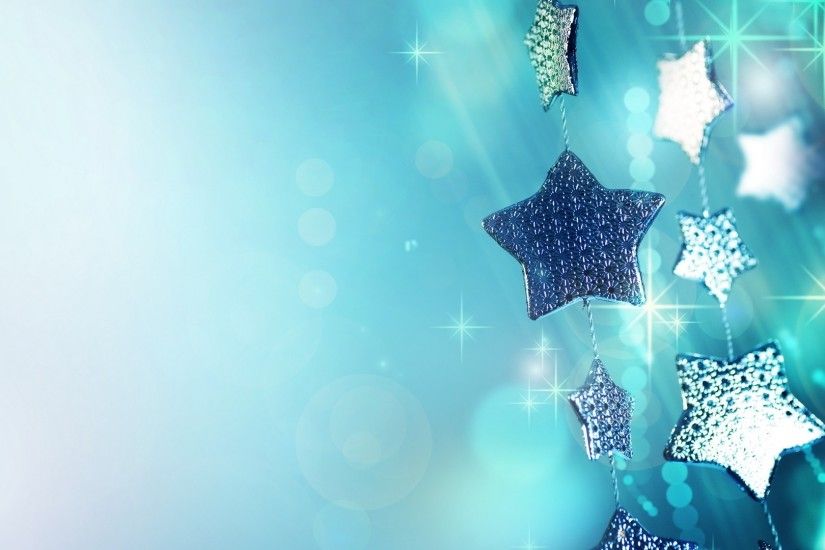 Preview wallpaper glitter, garland, blue, christmas ornaments, stars,  sparks, macro