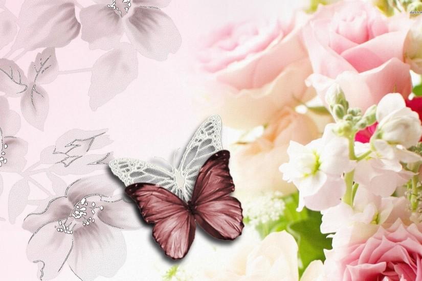 Flowers and butterflies wallpaper - Digital Art wallpapers - #