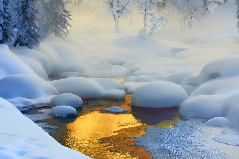 nature, Landscape, Creeks, Sunrise, Forest, Snow, Frost, Mist, Cold, Trees,  Siberia, Russia Wallpapers HD / Desktop and Mobile Backgrounds
