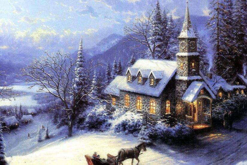 Beautiful Christmas Village HD desktop wallpaper : Widescreen .