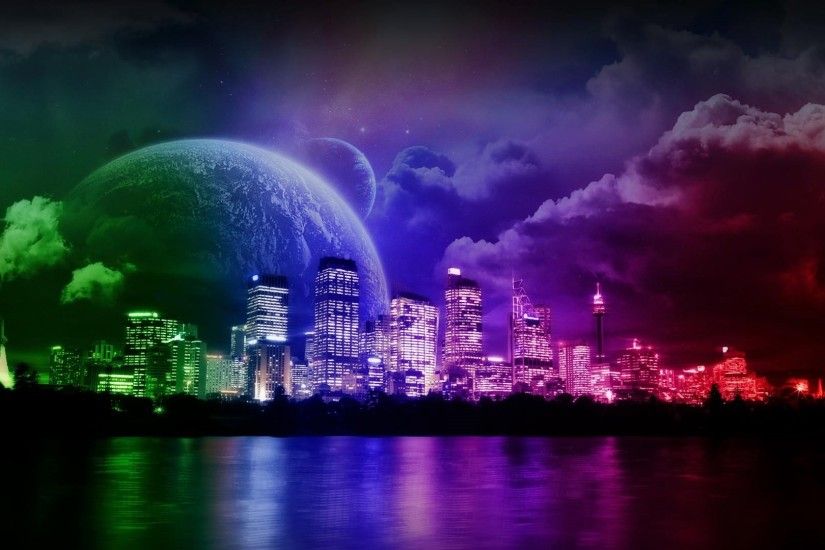 Neon City 817602. UPLOAD. TAGS: Cool Backgrounds Background Fantasy Abstract