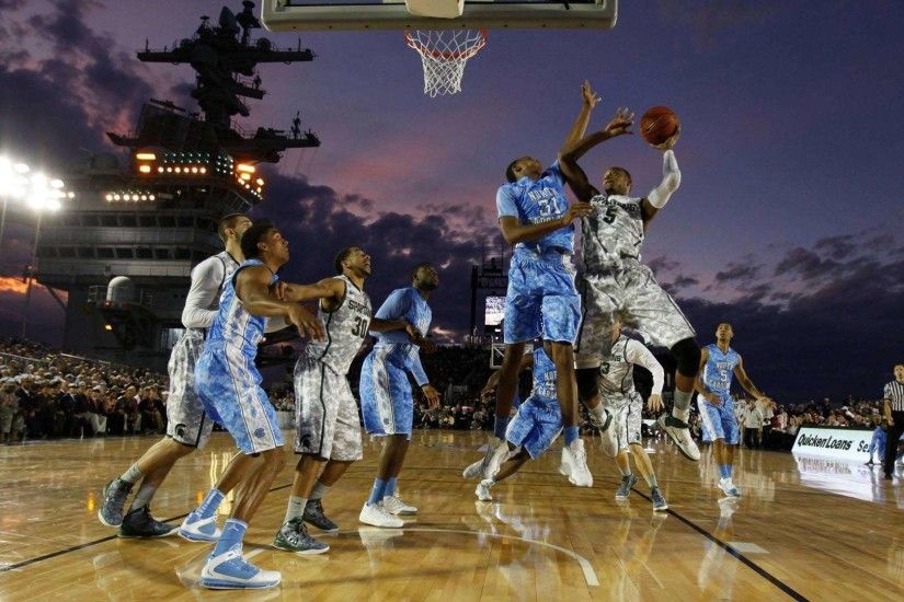 College basketball game on an aircraft carrier HD Wallpaper .