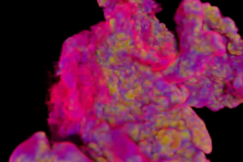Animated mix color ink drop against transparent background and in 4k.  Mostly pink color with some orange and blue colors in mix. Alpha channel  embedded with ...