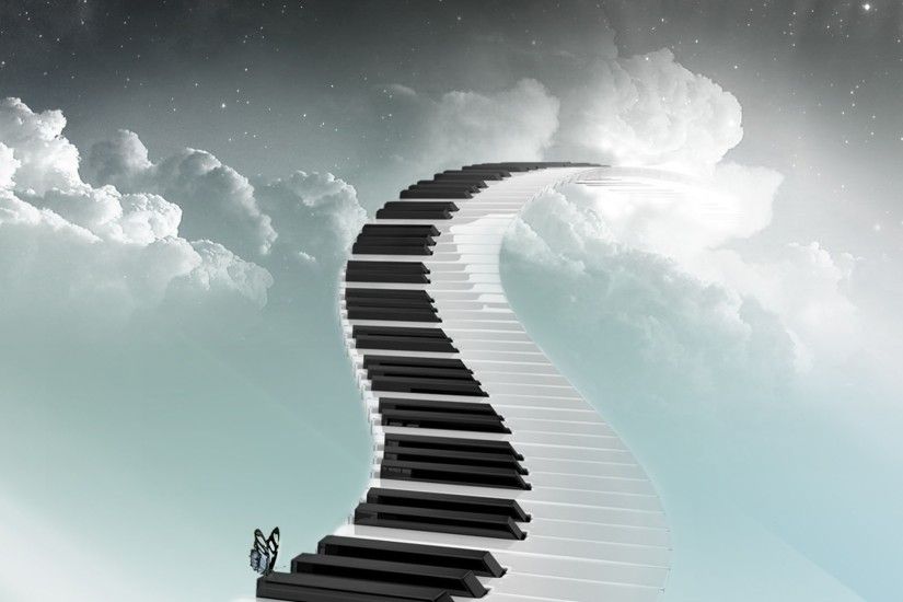 hd wallpaper sky road piano butterfly staircase music