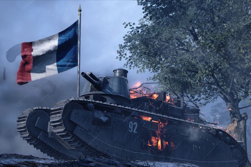 Video Game - Battlefield 1 Tank French Flag Wallpaper