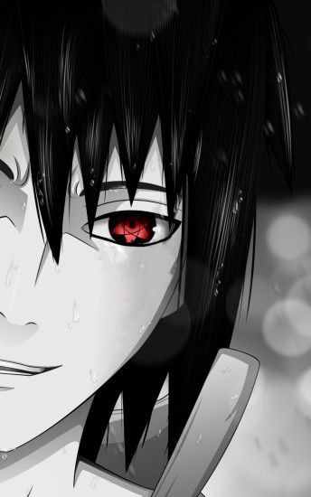 Naruto Shippuuden, Uchiha Sasuke, Red Eyes, Rain, Sharingan