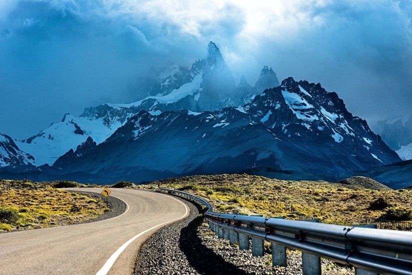 photography, Nature, Mountains, Snowy Peak, Road, Sunset, Clouds, Shrubs,  Patagonia, Argentina, Landscape Wallpapers HD / Desktop and Mobile  Backgrounds