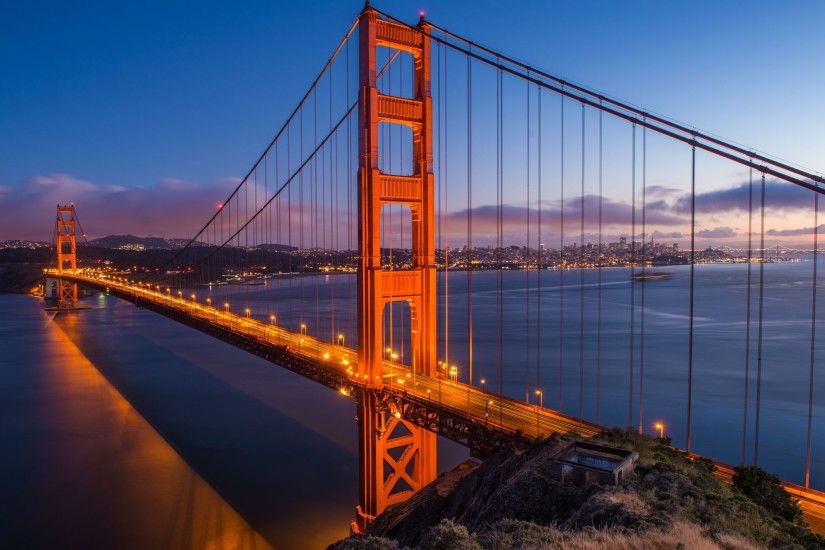 Golden Gate Bridge At Dusk San Francisco Desktop Wallpaper Hd For .