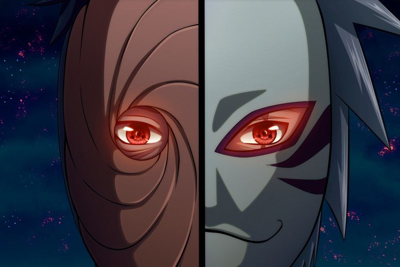 kakashi hatake and obito tobi uchiha sharingan eyes anbu mask