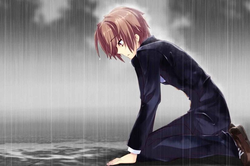 Sad Anime Boy Crying In The Rain Alone Sad Anime Boy Images | Sad Cartoon  Boy