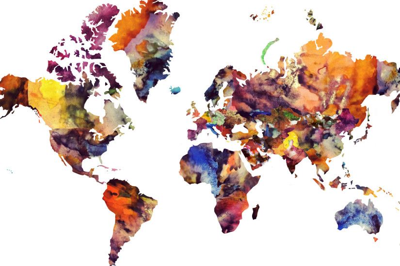 Maps, Watercolour, World Map, Modern Art, World Map In Watercolor,  Watercolour