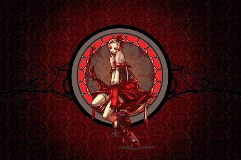 Dark - Gothic Dark Girl Red Logo Pattern Sad Wallpaper