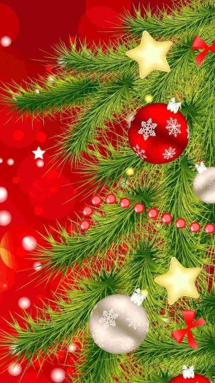 cartoon Christmas tree iPhone 6 plus wallpaper - balls, stars