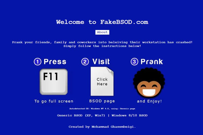 Fake Bsod Website for Fake Blue Screen Death