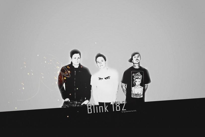 Preview wallpaper blink-182, background, letters, spots, silhouettes  1920x1080