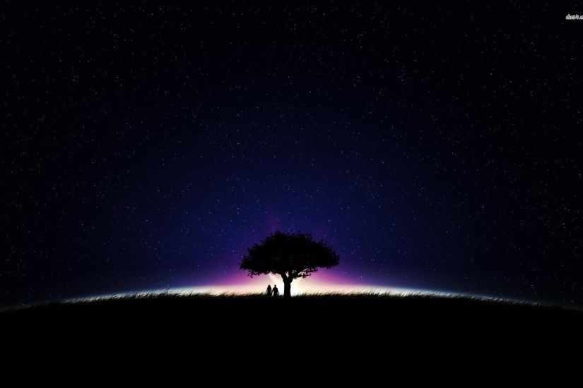 tree wallpaper night sky
