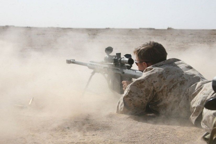 Sniper Rifles Soldiers Deserts Barrett .50 Cal