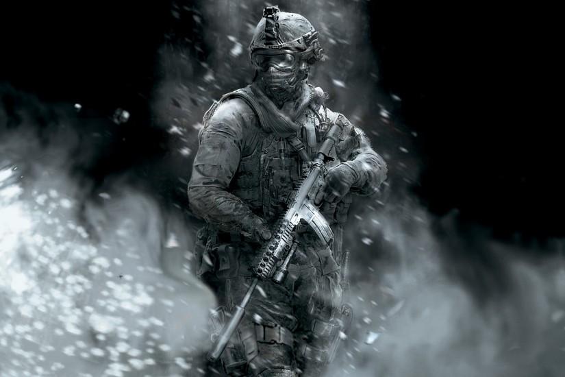 Preview wallpaper call of duty, soldier, gun, smoke, glasses 1920x1080