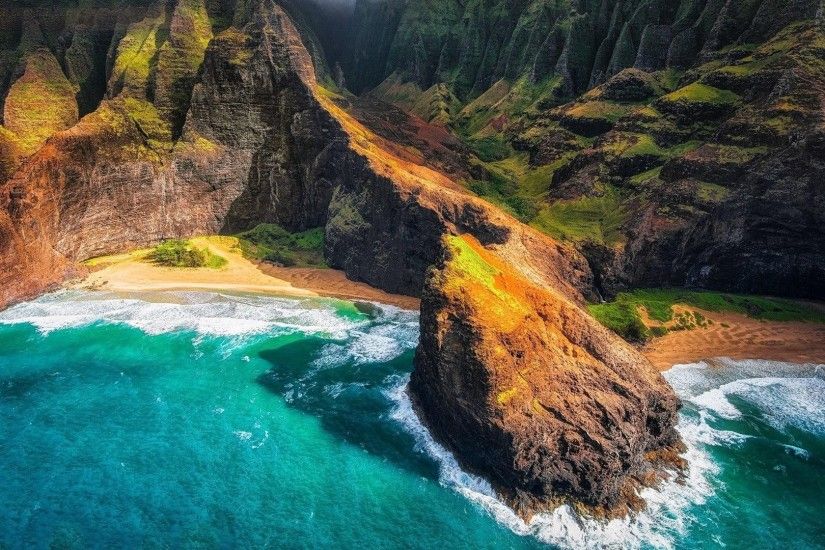 Pali Tag - Sea Pali Beach Coast Island Rocks Kauai Sand Paradise Mountains  Beautiful Hawaii Islands