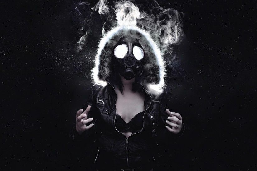 smoke, Gas Masks, Women, Black