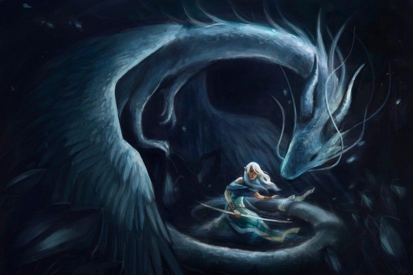 Fantasy White Dragon Wallpaper