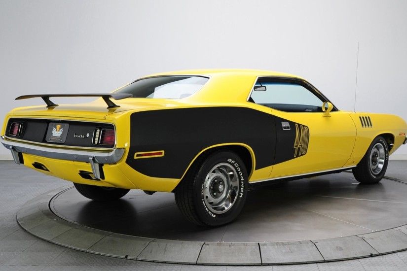 plymouth cuda 1971 plymouth where barracuda rear view muscle car muscle car  yellow background