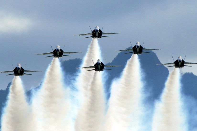 Blue Angels FA-18 Hornets In Delta Formation - US Navy