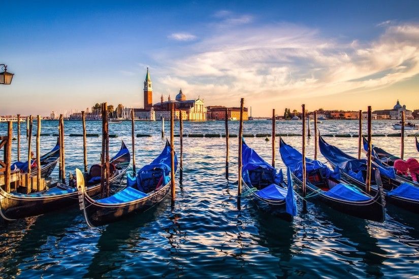 ... Wallpaper Only; Gondolas from Venice at Sunset HD