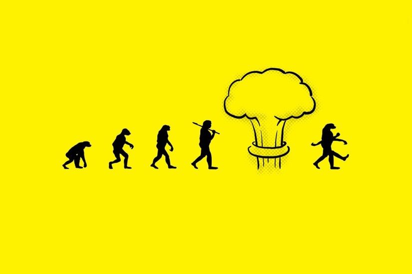 Atomic Bomb Evolution Funny Minimalistic Nuclear Explosions Yellow  Background
