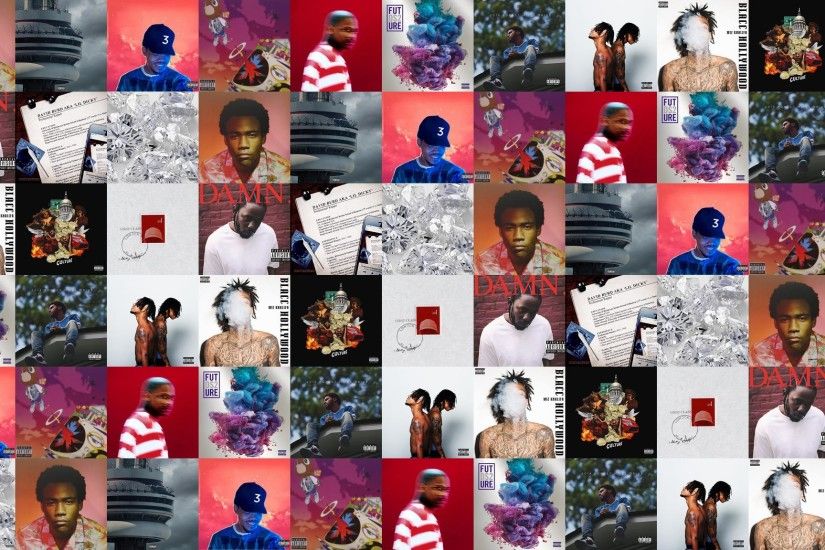 Download this free wallpaper with images of Childish Gambino – Because Of  The Internet, Drake – Views, Chance The Rapper – Coloring Book, Kanye West  ...