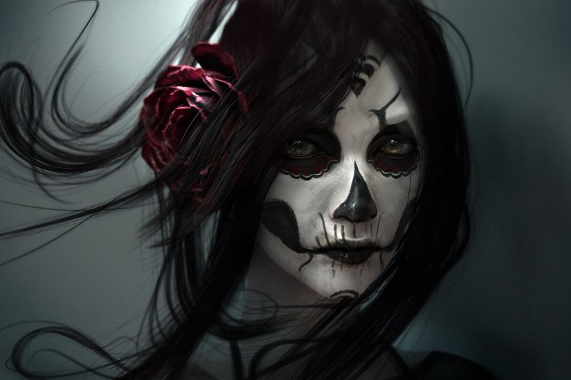 Gothic Face Brunette Girl Hair Fantasy Girl Fantasy Skull Death Wallpaper  At Dark Wallpapers
