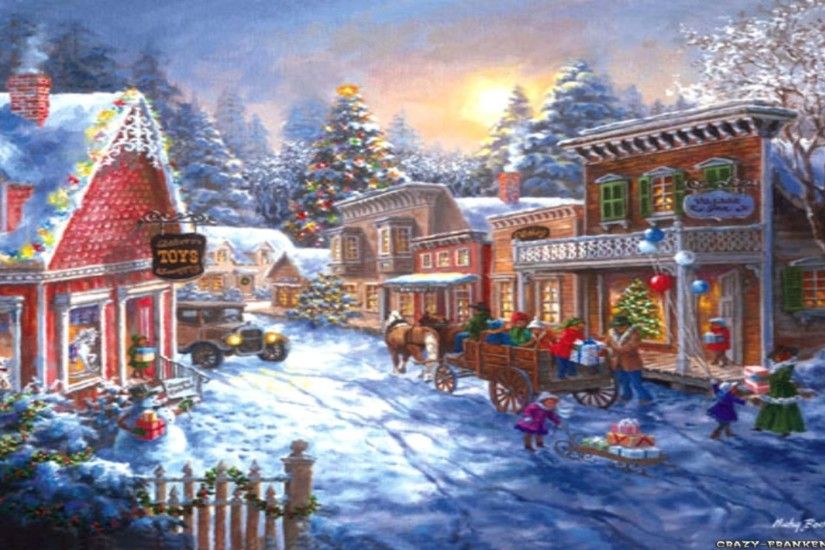 Christmas Village Scene Wallpapers Happy Holidays 1920x1080