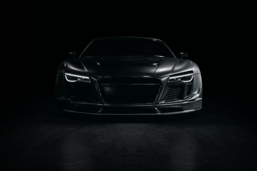 Preview wallpaper audi, r8, sports car, tuning, front view, black 1920x1080