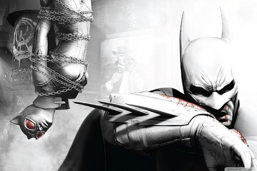 Batman Arkham City - Bloody Batman & Catwoman 1920x1080 wallpaper
