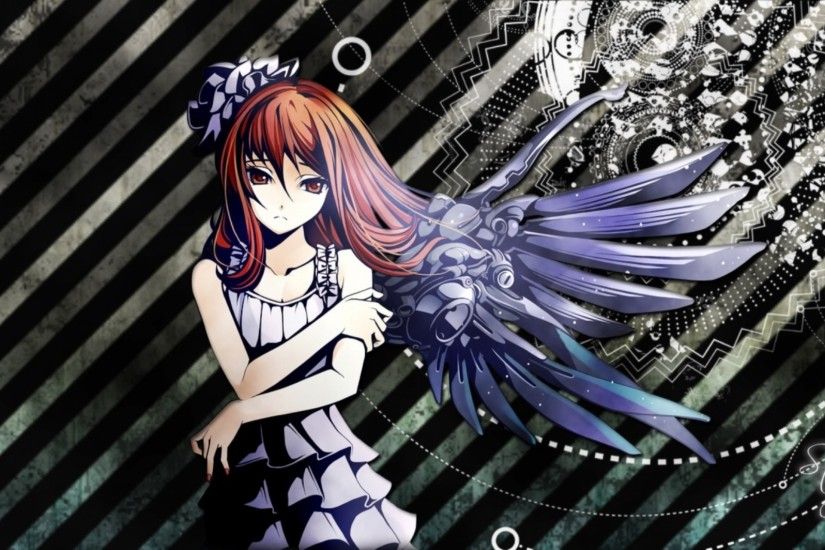 Anime Girl Mechanical Wings wallpaper
