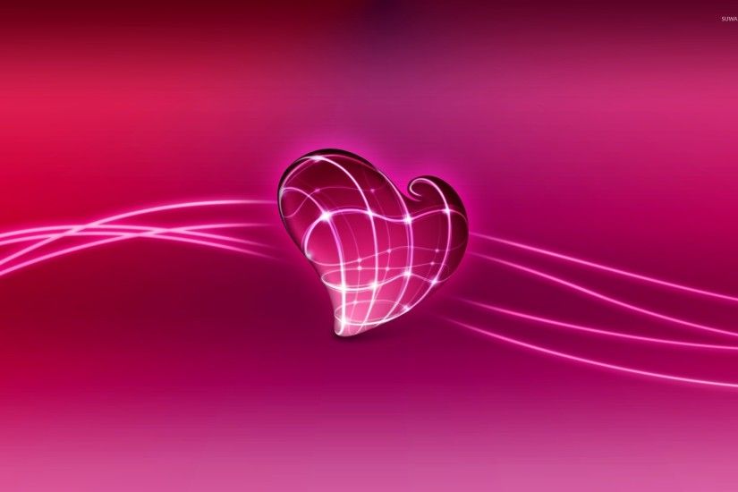 Neon lights on a pink heart wallpaper