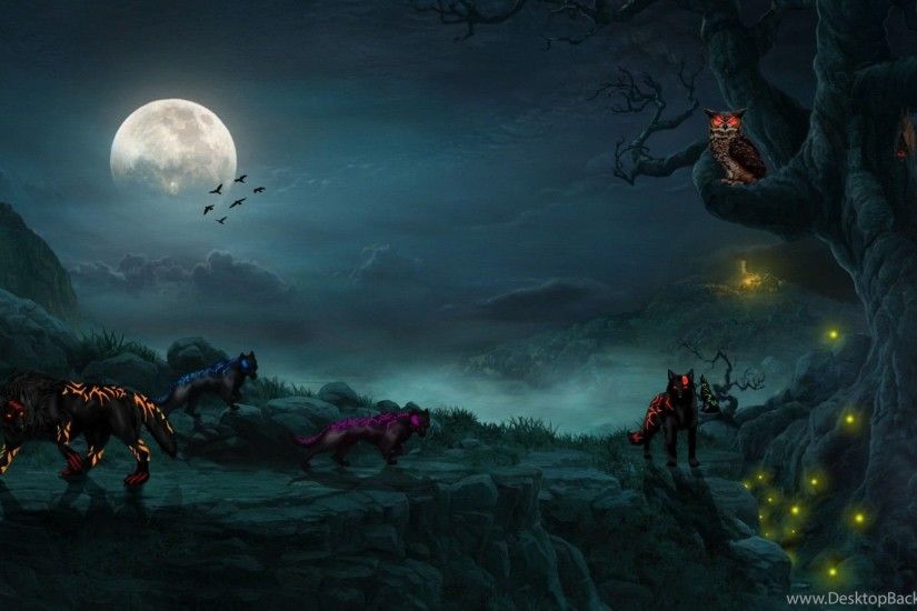 ... Other Wolf Backgrounds Full Moon Night Dark Mystical Mist Phone
