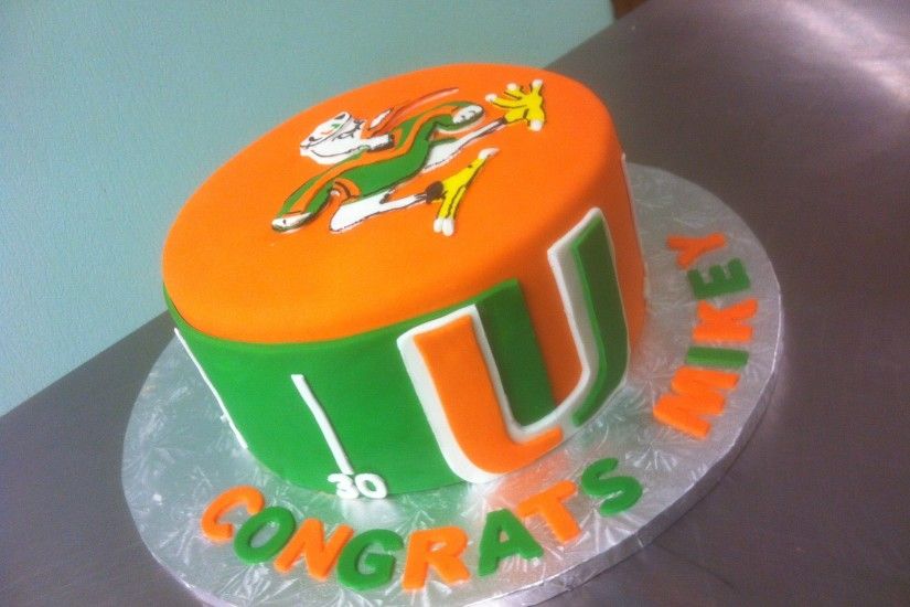 University of Miami Graduation Cake www.sweetnessbakeshop.net