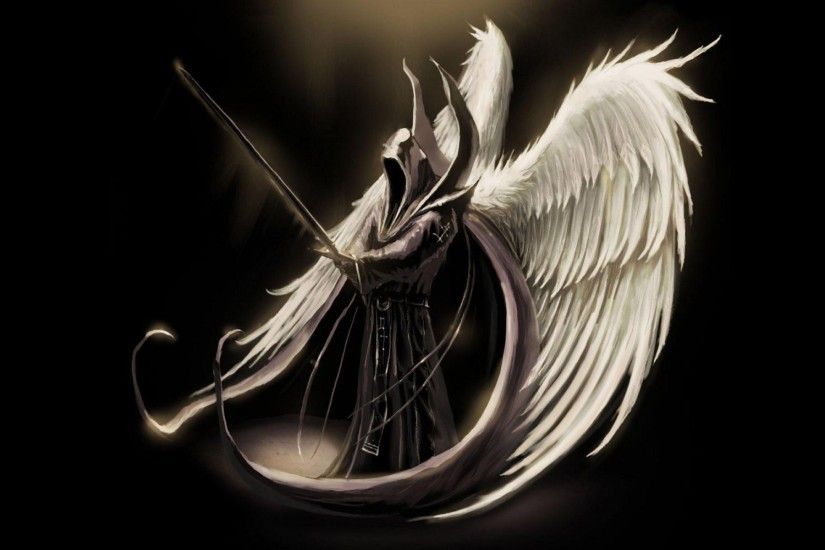 Fantasy Angel Warrior Dark Angel Wings Man Hood Sword Wallpaper
