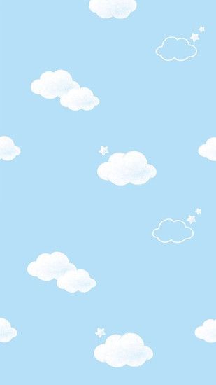 Blue white mini clouds stars iphone wallpaper phone background lock screen