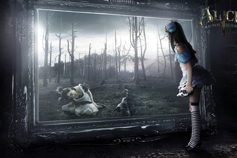 1920x1080 Wallpaper alice madness returns, girl, dress, picture, trees