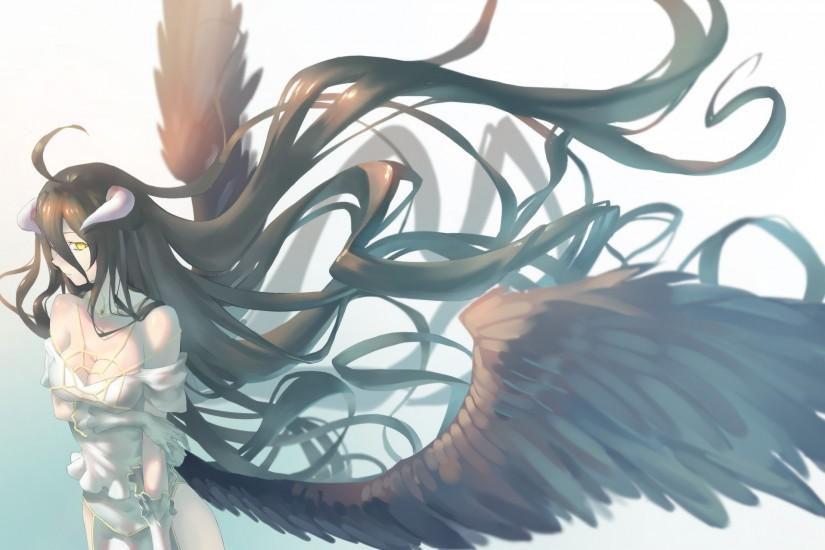 Anime - Overlord Overlord (Anime) Long Hair Horns Black Hair White Dress  Albedo (