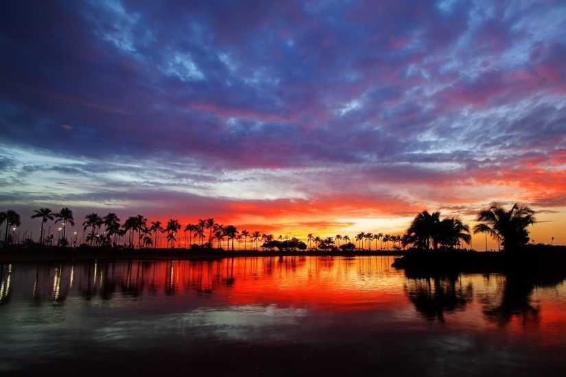 Hd Sunset In Hawaii Desktop Background Jpg
