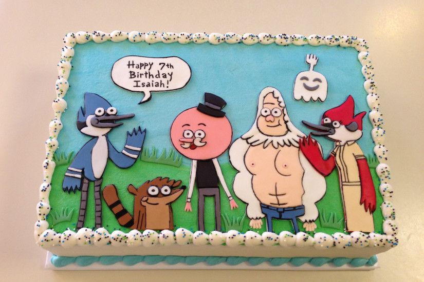 The Regular Show 1/4 sheet cake (Cartoon Network). Characters handmade from