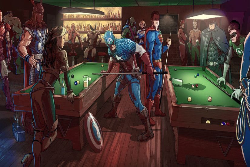 Marvel VS DC Bar fight (1920x1080) ...