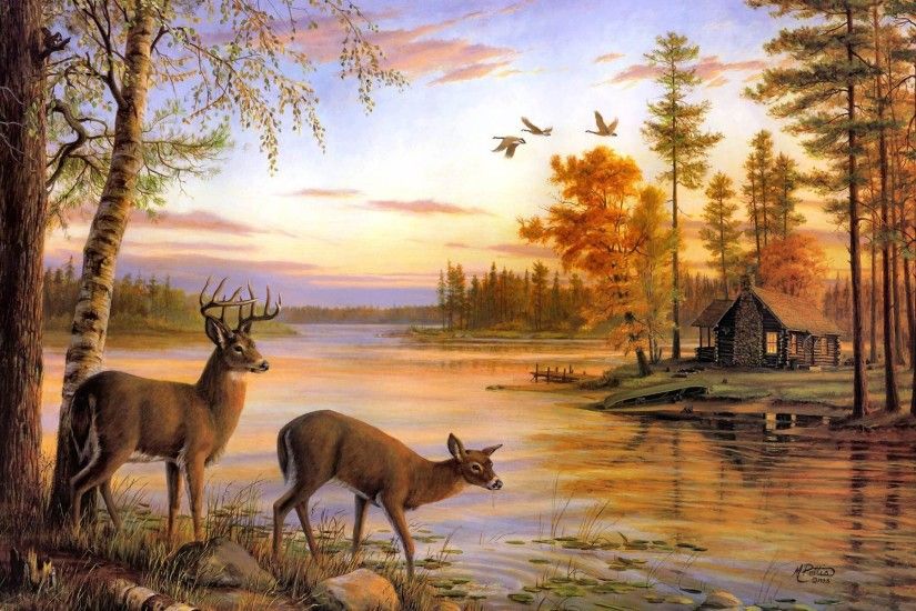 Wallpapers For > Whitetail Deer Painting Wallpaper